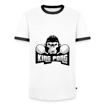 King pong, tennis de table, main au bâton, - T-shirt contrasté Homme - blanc/noir - Devant - AI Model Female 172 light (172cm) & AI Model Male 178 dark (178cm)