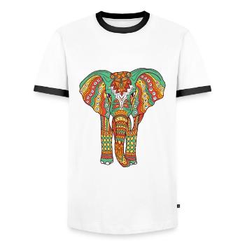 Elefant Yoga Indien Gymnastik Geschenkidee Mandala - Männer Kontrast-T-Shirt - Weiß/Schwarz - Vorne - AI Model Female 172 light (172cm) & AI Model Male 178 dark (178cm)