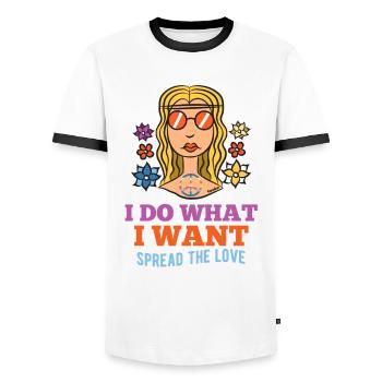 I Do What I Want Woman Girl Hippie - Men's Ringer Shirt - white/black - Front - AI Model Female 172 light (172cm) & AI Model Male 178 dark (178cm)