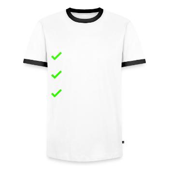 Polyamorous Pansexual Checkliste LGBTQ Polyamorie - Männer Kontrast-T-Shirt - Weiß/Schwarz - Vorne - AI Model Female 172 light (172cm) & AI Model Male 178 dark (178cm)