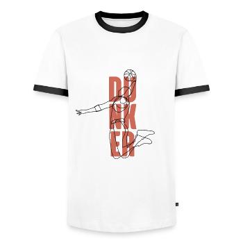 Cadeau de ballon de basket-ball basket - T-shirt contrasté Homme - blanc/noir - Devant - AI Model Female 172 light (172cm) & AI Model Male 178 dark (178cm)