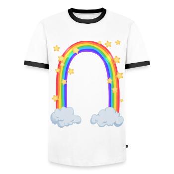 arc en ciel - T-shirt contrasté Homme - blanc/noir - Devant - AI Model Female 172 light (172cm) & AI Model Male 178 dark (178cm)