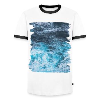 Wellen Meer Sommer Urlaub - Männer Kontrast-T-Shirt - Weiß/Schwarz - Vorne - AI Model Female 172 light (172cm) & AI Model Male 178 dark (178cm)