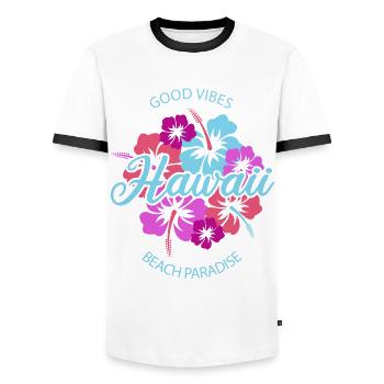 Hawaii Good Vibes Beach Paradise - Männer Kontrast-T-Shirt - Weiß/Schwarz - Vorne - AI Model Female 172 light (172cm) & AI Model Male 178 dark (178cm)