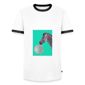 Stay Amazing bubble gum Zebra - Men's Ringer Shirt - white/black - Front - AI Model Female 172 light (172cm) & AI Model Male 178 dark (178cm)