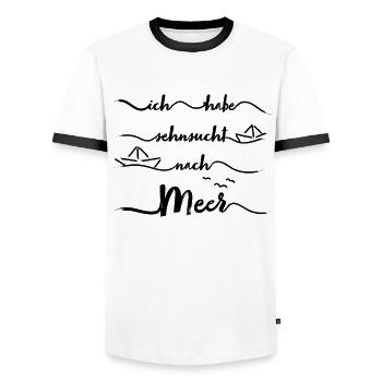 Papierschiff Meer Papierboot Papierschiffchen - Männer Kontrast-T-Shirt - Weiß/Schwarz - Vorne - AI Model Female 172 light (172cm) & AI Model Male 178 dark (178cm)