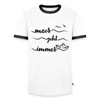 Papierschiff Meer Papierboot Papierschiffchen - Männer Kontrast-T-Shirt - Weiß/Schwarz - Vorne - AI Model Female 172 light (172cm) & AI Model Male 178 dark (178cm)