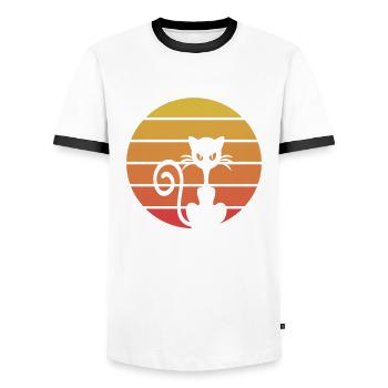 Banc de cadeau drôle rétro chat drôle - T-shirt contrasté Homme - blanc/noir - Devant - AI Model Female 172 light (172cm) & AI Model Male 178 dark (178cm)