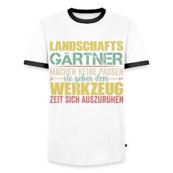 Landschaftsgärtner Gärtner Gartenarbeit Beruf - Männer Kontrast-T-Shirt - Weiß/Schwarz - Vorne - AI Model Female 172 light (172cm) & AI Model Male 178 dark (178cm)