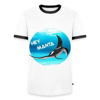 Hey Manta - Männer Kontrast-T-Shirt - Weiß/Schwarz - Vorne - AI Model Female 172 light (172cm) & AI Model Male 178 dark (178cm)
