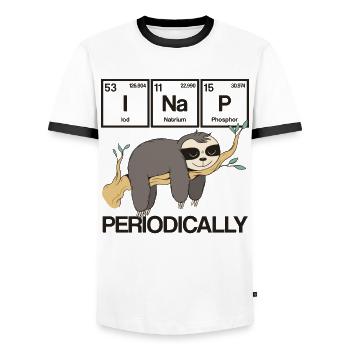 Periodic Table I Nap Periodic Sloth Geek - Men's Ringer Shirt - white/black - Front - AI Model Female 172 light (172cm) & AI Model Male 178 dark (178cm)