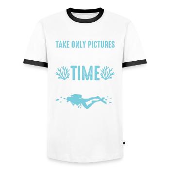 Dive diver Diving saying - Men's Ringer Shirt - white/black - Front - AI Model Female 172 light (172cm) & AI Model Male 178 dark (178cm)