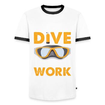 Born to Dive Scuba Diving - Men's Ringer Shirt - white/black - Front - AI Model Female 172 light (172cm) & AI Model Male 178 dark (178cm)