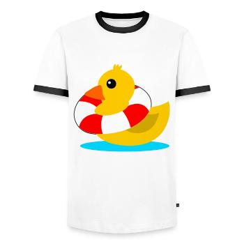 Bademeister Bade Ente und Rettungsring - Männer Kontrast-T-Shirt - Weiß/Schwarz - Vorne - AI Model Female 172 light (172cm) & AI Model Male 178 dark (178cm)