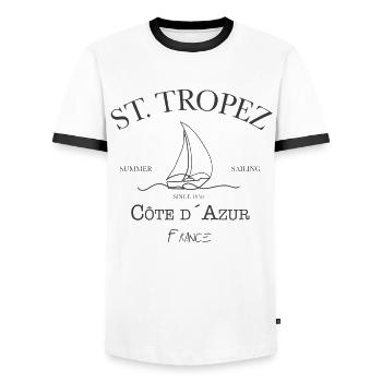 St Tropez Summer Sailing grey edition - T-shirt contrasté Homme - blanc/noir - Devant - AI Model Female 172 light (172cm) & AI Model Male 178 dark (178cm)