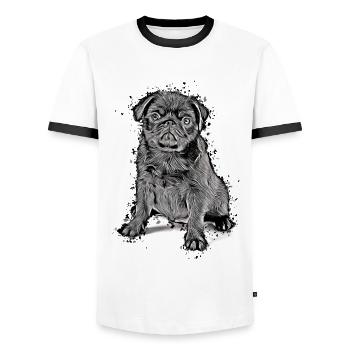 cute pug puppy gift idea pugs pug shirt - Men's Ringer Shirt - white/black - Front - AI Model Female 172 light (172cm) & AI Model Male 178 dark (178cm)