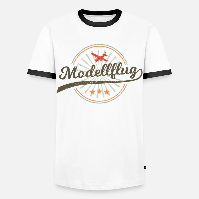 Modellflug Modellbauer Flugzeug Geschenk Retro - Männer Kontrast-T-Shirt - Weiß/Schwarz