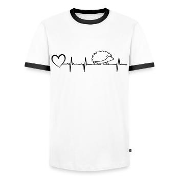 Hedgehog Hart beat design with heart hedgehog love - Men's Ringer Shirt - white/black - Front - AI Model Female 172 light (172cm) & AI Model Male 178 dark (178cm)
