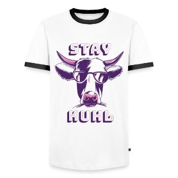 Stay kuhl - Männer Kontrast-T-Shirt - Weiß/Schwarz - Vorne - AI Model Female 172 light (172cm) & AI Model Male 178 dark (178cm)