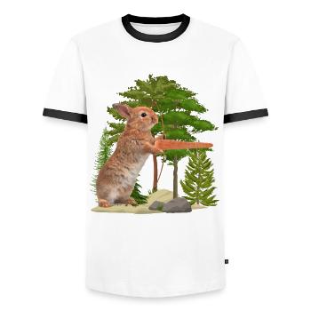 Hare hunting - Men's Ringer Shirt - white/black - Front - AI Model Female 172 light (172cm) & AI Model Male 178 dark (178cm)