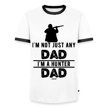 Father Hunter Father's Day Papa Hunting Sport - Men's Ringer Shirt - white/black - Front - AI Model Female 172 light (172cm) & AI Model Male 178 dark (178cm)