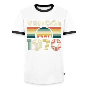 Vintage 1970 Geburtstag Retro Jahrgang 70 Geschenk - Männer Kontrast-T-Shirt - Weiß/Schwarz - Vorne - AI Model Female 172 light (172cm) & AI Model Male 178 dark (178cm)