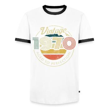 Vintage 1970 Geburtstag Retro Jahrgang 70 Geschenk - Männer Kontrast-T-Shirt - Weiß/Schwarz - Vorne - AI Model Female 172 light (172cm) & AI Model Male 178 dark (178cm)