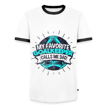 Goalkeeper soccer dad - Men's Ringer Shirt - white/black - Front - AI Model Female 172 light (172cm) & AI Model Male 178 dark (178cm)