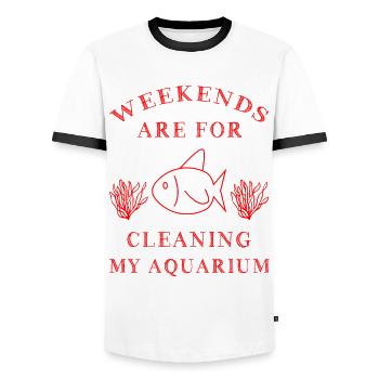 Aquarium - Men's Ringer Shirt - white/black - Front - AI Model Female 172 light (172cm) & AI Model Male 178 dark (178cm)