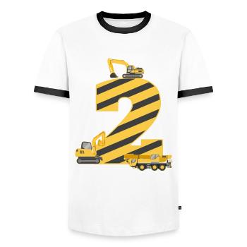 2ème anniversaire cadeau d'anniversaire pour enfants d'excavatrice - T-shirt contrasté Homme - blanc/noir - Devant - AI Model Female 172 light (172cm) & AI Model Male 178 dark (178cm)
