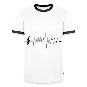 Musique notes de musique battement de coeur - T-shirt contrasté Homme - blanc/noir - Devant - AI Model Female 172 light (172cm) & AI Model Male 178 dark (178cm)