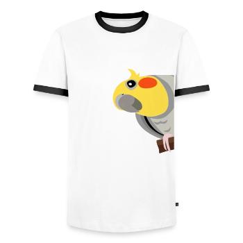 Cockatiel cute parrot - Men's Ringer Shirt - white/black - Front - AI Model Female 172 light (172cm) & AI Model Male 178 dark (178cm)