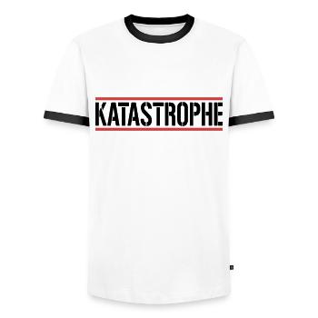 Katastrophe - Männer Kontrast-T-Shirt - Weiß/Schwarz - Vorne - AI Model Female 172 light (172cm) & AI Model Male 178 dark (178cm)