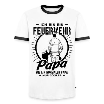 Feuerwehr Papa Feuerwehrmann Firefighter Vatertag - Männer Kontrast-T-Shirt - Weiß/Schwarz - Vorne - AI Model Female 172 light (172cm) & AI Model Male 178 dark (178cm)