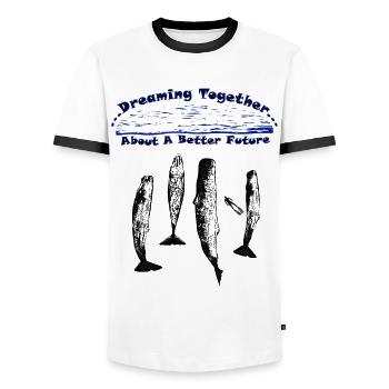 cachalot rêvant ensemble - T-shirt contrasté Homme - blanc/noir - Devant - AI Model Female 172 light (172cm) & AI Model Male 178 dark (178cm)