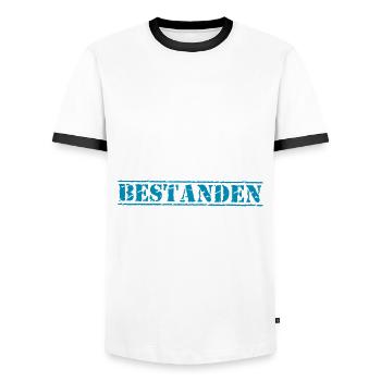 Segelschein bestanden Spruch für Segler - Männer Kontrast-T-Shirt - Weiß/Schwarz - Vorne - AI Model Female 172 light (172cm) & AI Model Male 178 dark (178cm)