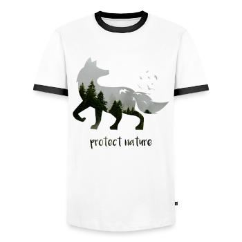 Conservation renard environnement animal cadeau - T-shirt contrasté Homme - blanc/noir - Devant - AI Model Female 172 light (172cm) & AI Model Male 178 dark (178cm)