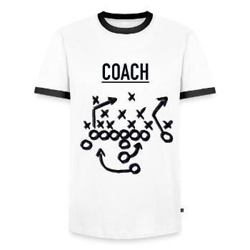 Football américain - T-shirt contrasté Homme - blanc/noir - Devant - AI Model Female 172 light (172cm) & AI Model Male 178 dark (178cm)