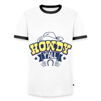 Cowboy cheval cavalier - T-shirt contrasté Homme - blanc/noir - Devant - AI Model Female 172 light (172cm) & AI Model Male 178 dark (178cm)