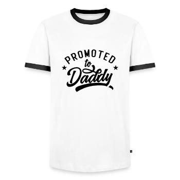 Future dad promotes dad dad to dad - Men's Ringer Shirt - white/black - Front - AI Model Female 172 light (172cm) & AI Model Male 178 dark (178cm)