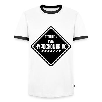 Achtung Ich bin ein Hypochonder Angst Hypochondrie - Männer Kontrast-T-Shirt - Weiß/Schwarz - Vorne - AI Model Female 172 light (172cm) & AI Model Male 178 dark (178cm)