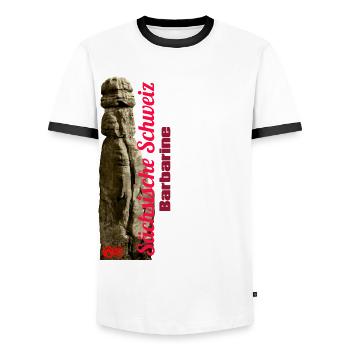 Sächsische Schweiz - Barbarine - Männer Kontrast-T-Shirt - Weiß/Schwarz - Vorne - AI Model Female 172 light (172cm) & AI Model Male 178 dark (178cm)