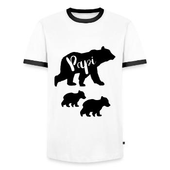 Shirt für Papi | Papi Bär Vatertagsgeschenk - Männer Kontrast-T-Shirt - Weiß/Schwarz - Vorne - AI Model Female 172 light (172cm) & AI Model Male 178 dark (178cm)