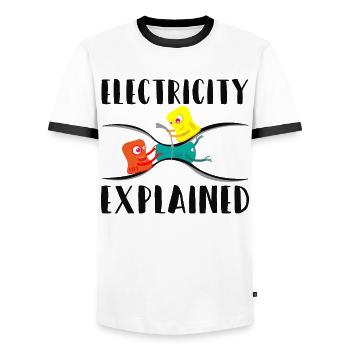 Electricity Explained Physik Nerd - Männer Kontrast-T-Shirt - Weiß/Schwarz - Vorne - AI Model Female 172 light (172cm) & AI Model Male 178 dark (178cm)