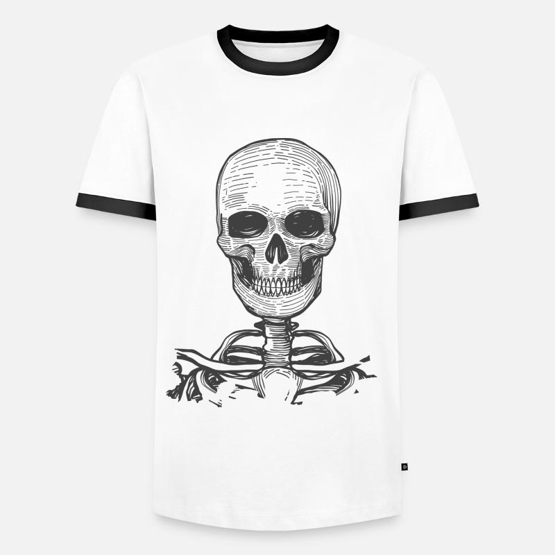 Skeleton skull with bones - Men's Ringer Shirt - white/black