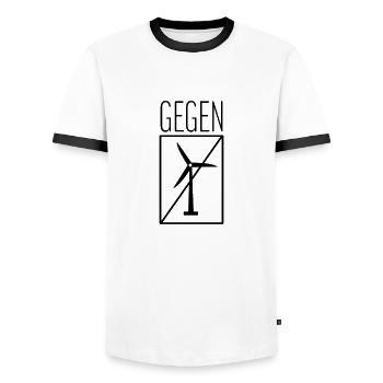 Gegen Windkraft Windrad Windenergie Gegner - Männer Kontrast-T-Shirt - Weiß/Schwarz - Vorne - AI Model Female 172 light (172cm) & AI Model Male 178 dark (178cm)