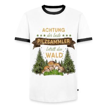 Beautiful edible mushroom saying for mushroom pickers Gift - Men's Ringer Shirt - white/black - Front - AI Model Female 172 light (172cm) & AI Model Male 178 dark (178cm)