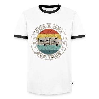 Grand-mère et grand-père en tournée Vintage Retro - T-shirt contrasté Homme - blanc/noir - Devant - AI Model Female 172 light (172cm) & AI Model Male 178 dark (178cm)