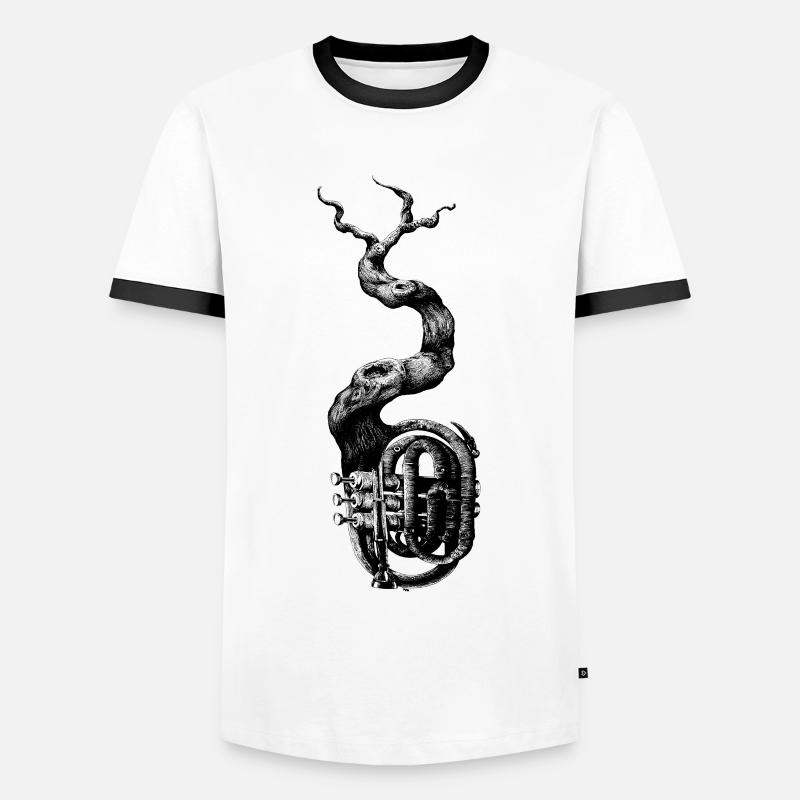 Trompete - Männer Kontrast-T-Shirt - Weiß/Schwarz