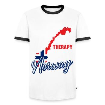 Norwegen Therapie Skandinavien Spruch Geschenk - Männer Kontrast-T-Shirt - Weiß/Schwarz - Vorne - AI Model Female 172 light (172cm) & AI Model Male 178 dark (178cm)